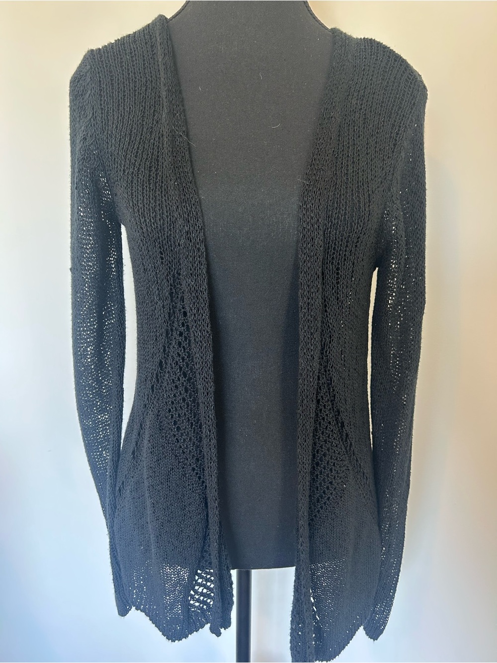 H by Halston Black Open-Front Knit Cardigan